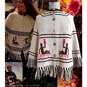 Vintage 1970 70s Zodiac Cape Aquarius Sweater Poncho Montgomery Ward